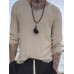 Mens Linen Minimalist Holiday Plain Long Sleeve Shirt