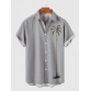 Retro LightGrey Coconut Palms Element Print Trendy Men's Short Sleeve Shirt