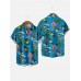 Full-Print Blue Coconut Tree Printing Hawaiian Men's Short Sleeve Shirt