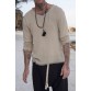 Mens Linen Minimalist Holiday Plain Long Sleeve Shirt