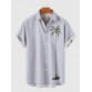 Light Blue Color Coconut Palms Print Men's Short Sleeve Shirt