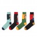 Mens Funny Cotton Breathable Non  Slip Slipper Socks Deodorization Abstract Painting Stockings