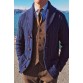 LONG-SLEEVED KNIT JACKET LAPEL BLUE CARDIGAN JACKET SWEATER