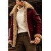 Mens Camel Bomber  Aviator Shearling Fur Pilot Hooded Brown Real Leather Winter Jacket Handmade Vintage Stylish Flying Leather Jacket